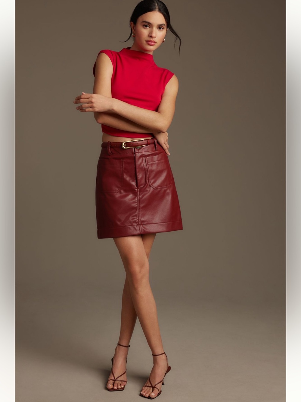 Reformation Lindy Knit Ruched Crop Top in Lipstick Red - Size Small - Picture 12 of 16